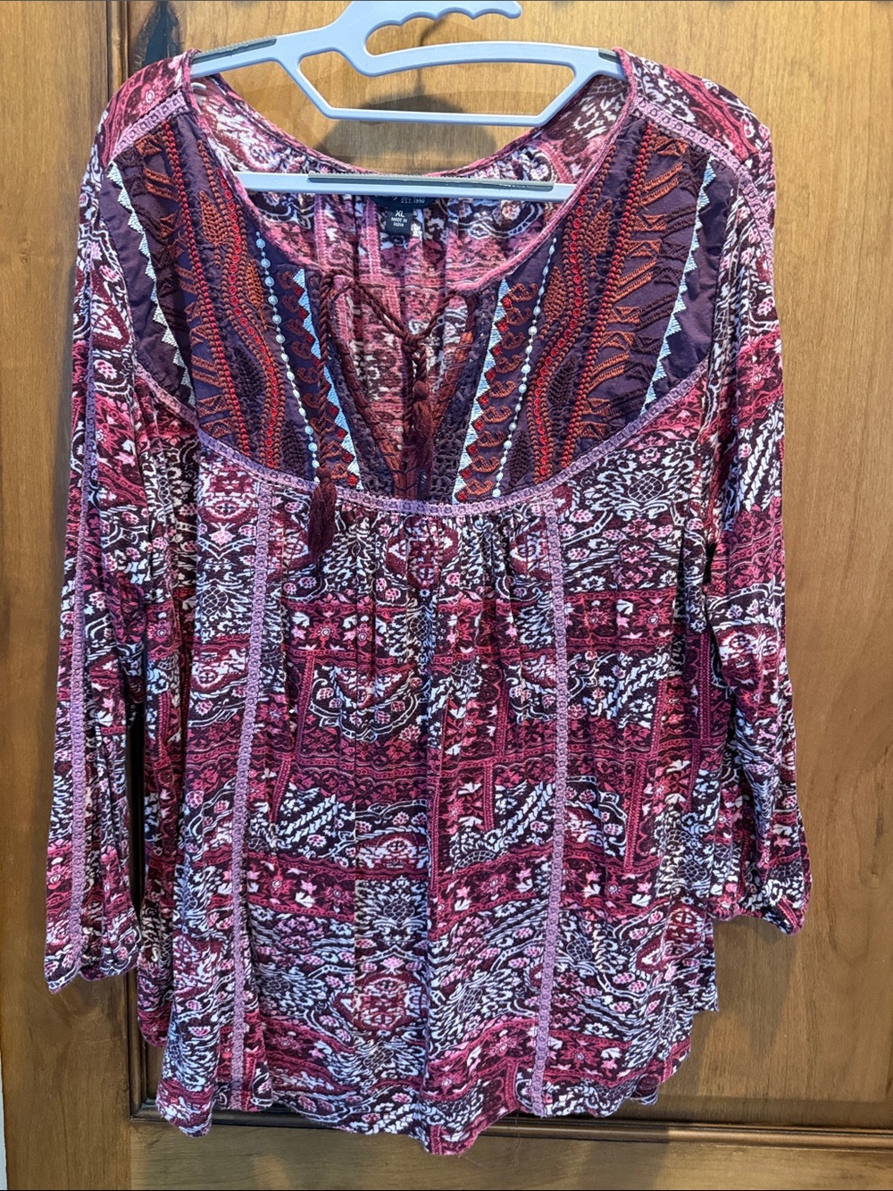Lucky Brand Rose Red Multi Boho Tunic